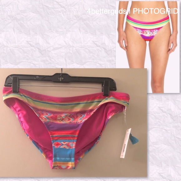 NEW Johnny Was Natalia Hipster Colorful Abstract Print Bikini Bottom Size LG 12 - Picture 3 of 16